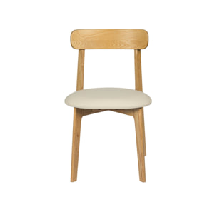 Chaise vintage bois d'hévéa et simili cuir (lot de 2) VICTOIRE