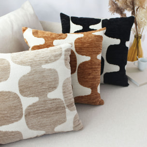 Coussin décoratif déhoussable jacquard motif moderne - Noir
