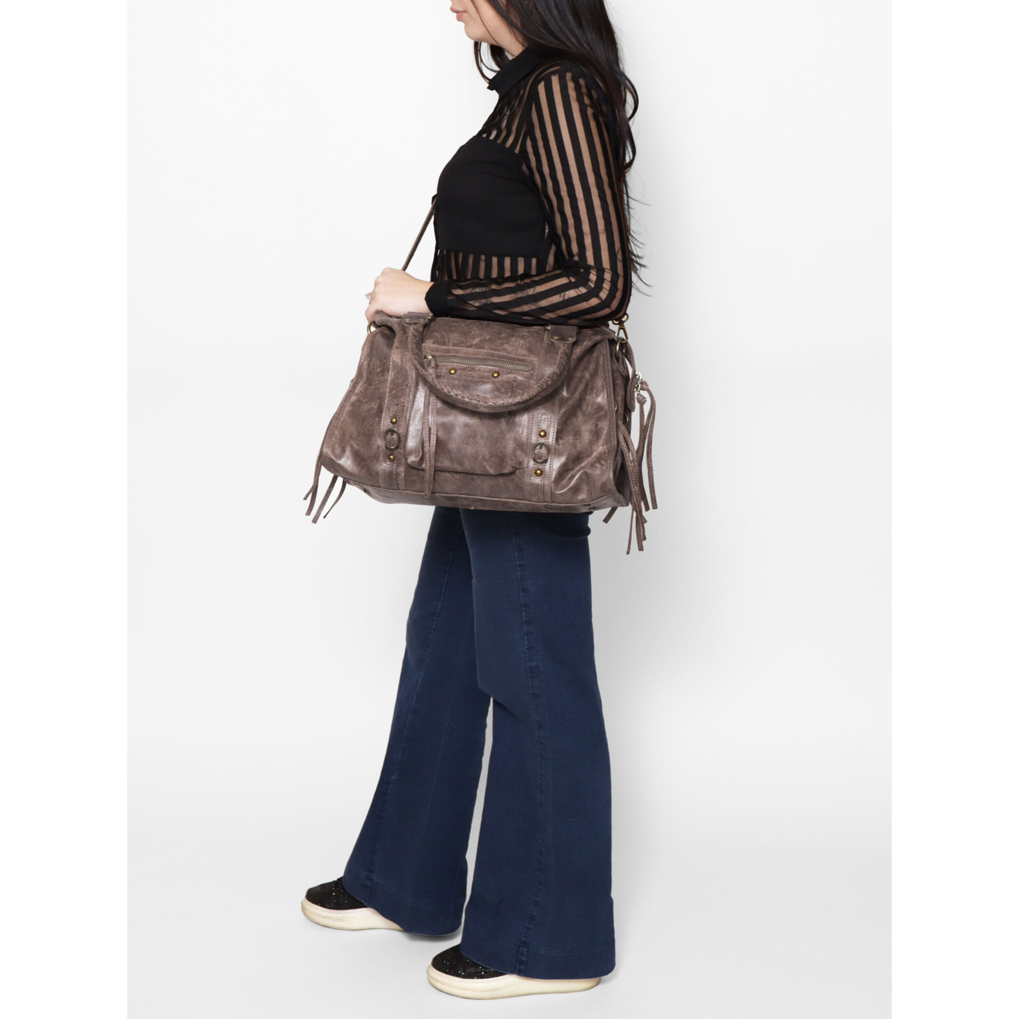 Borsa a spalla da donna - Modello Elara - Vera pelle - 41.0 x 28.0 x 13.0 cm