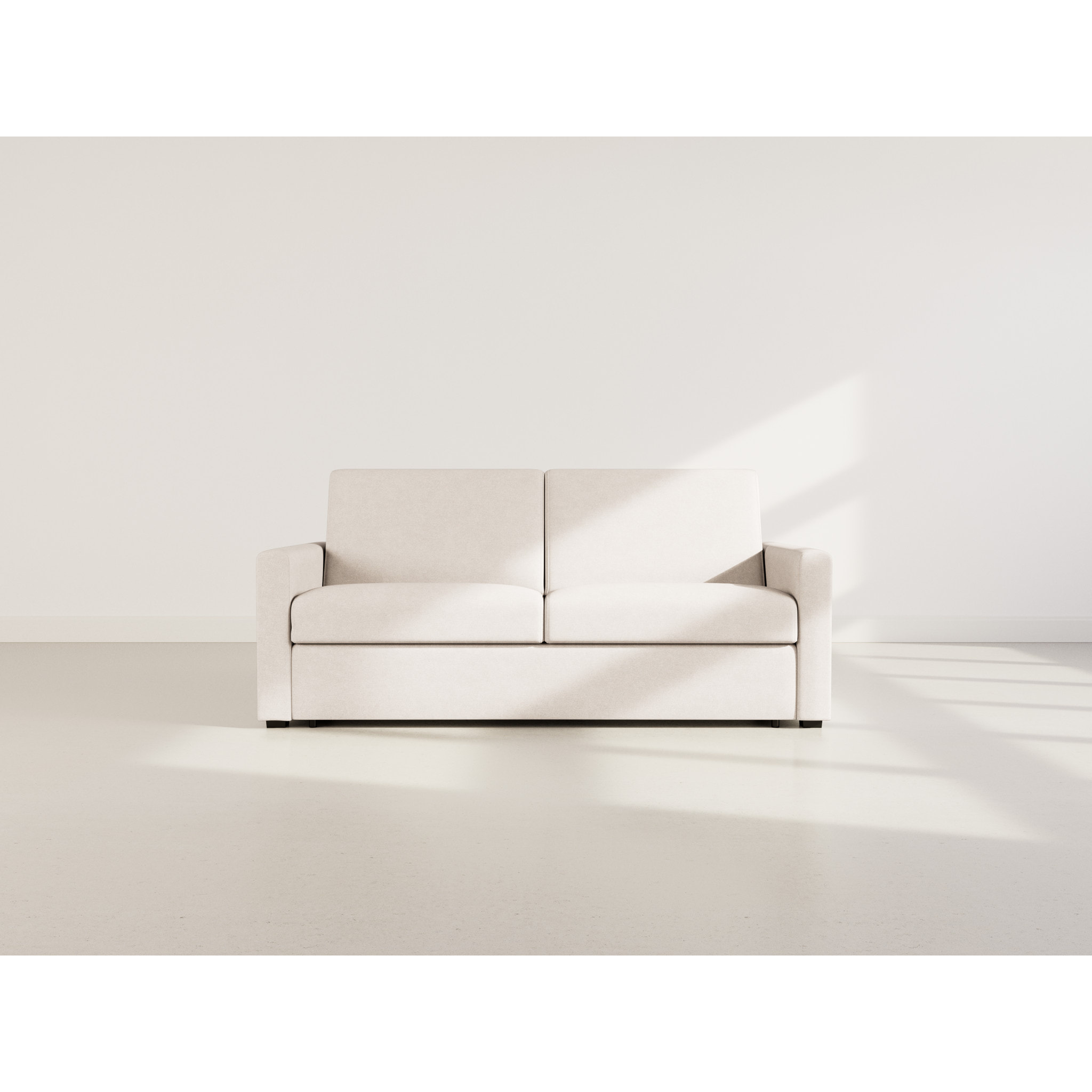 Julia - canapé lit 3 places convertible express couchage quotidien 140 cm matelas 18 cm en tissu - Beige