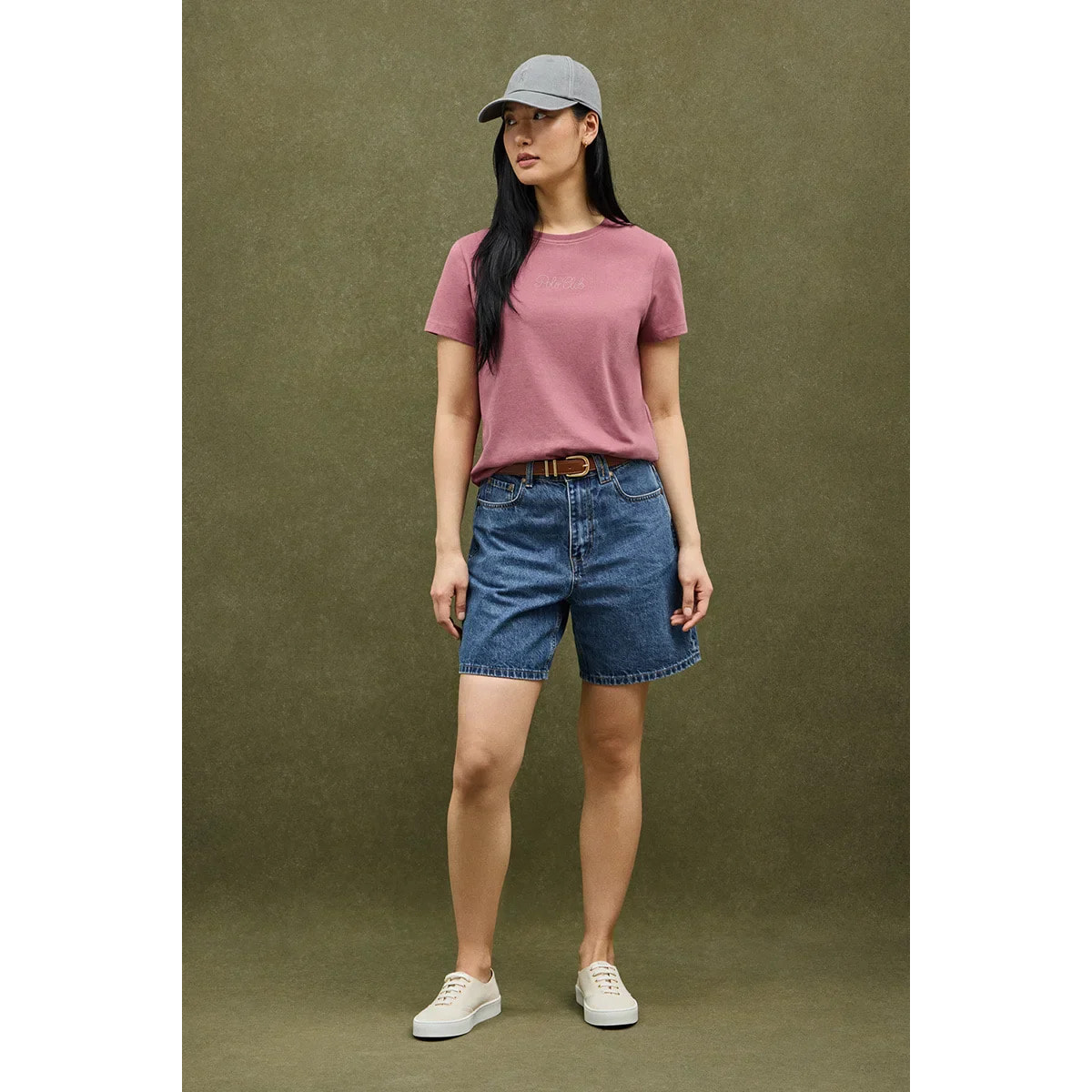 Camiseta rosa retro de manga corta con brillantes Polo Club