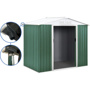 Abri de jardin métal - "Rosas " -  2,71 m² avec gouttière - Vert