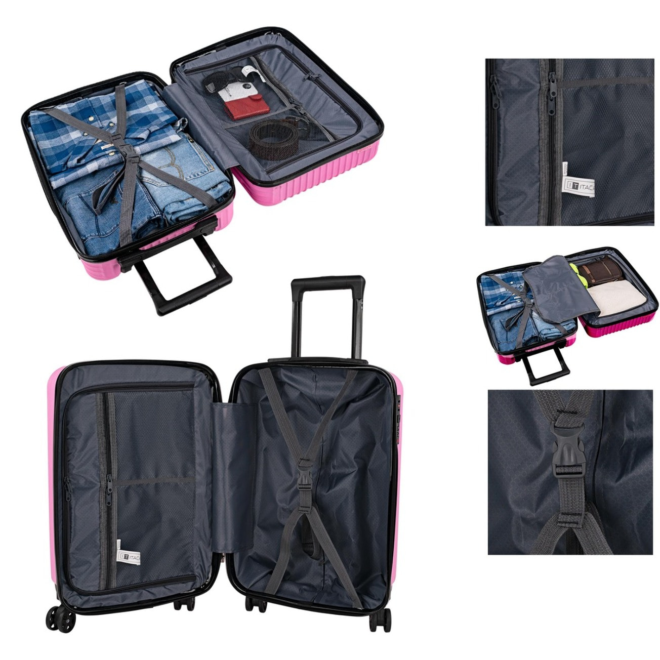 Juego De Maletas Rígidas Abs Itaca Ness Fucsia