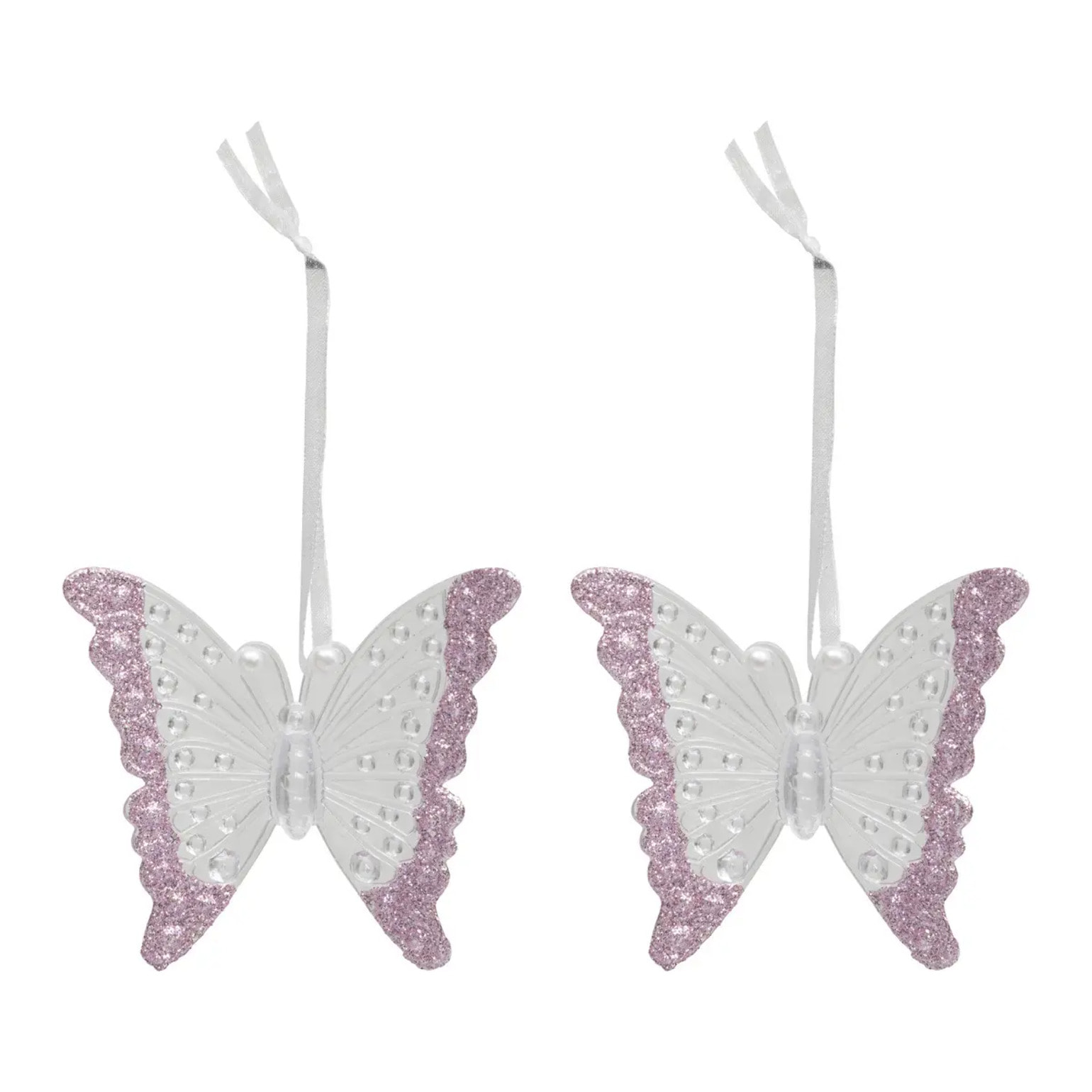 Décoration de sapin papillon x2 rose 8cm