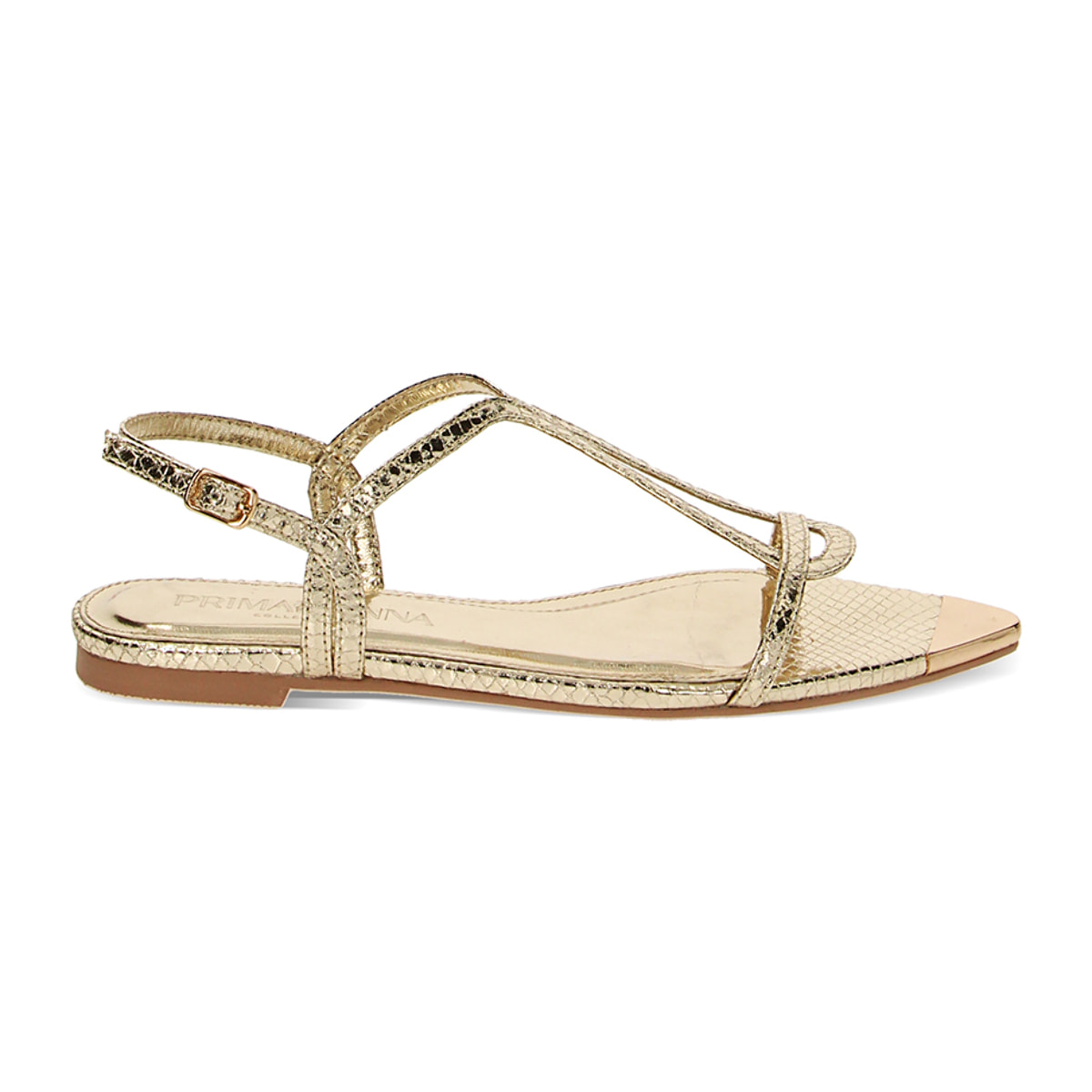 Sandalias planas oro de pitón