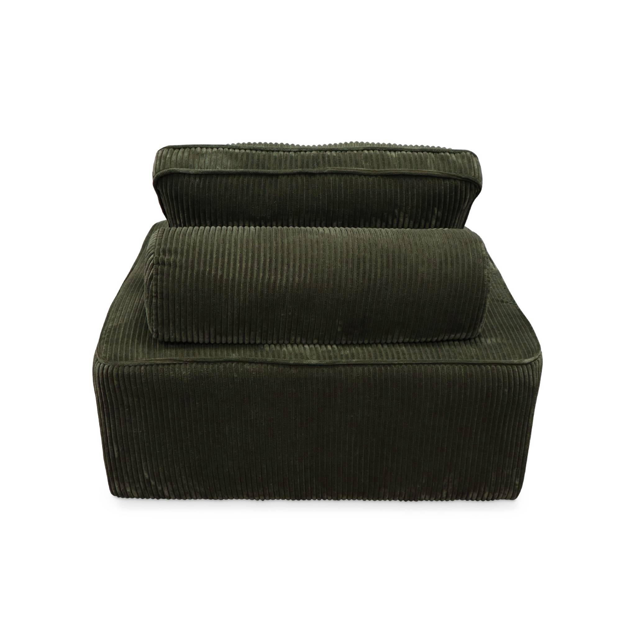 Lot de 2 chauffeuses pour canapé modulable velours côtelé vert foncé avec un coussin