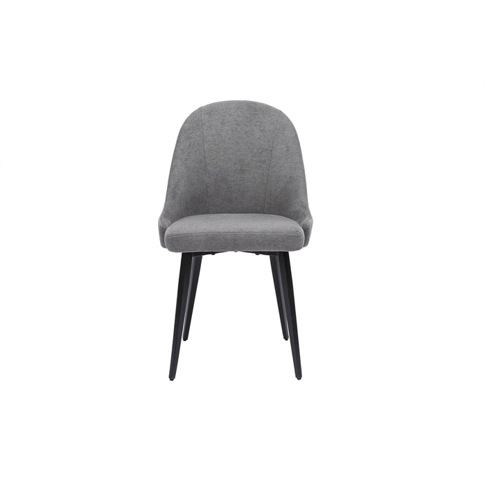 Chaises design en tissu effet velours gris et métal noir (lot de 2) REEZ