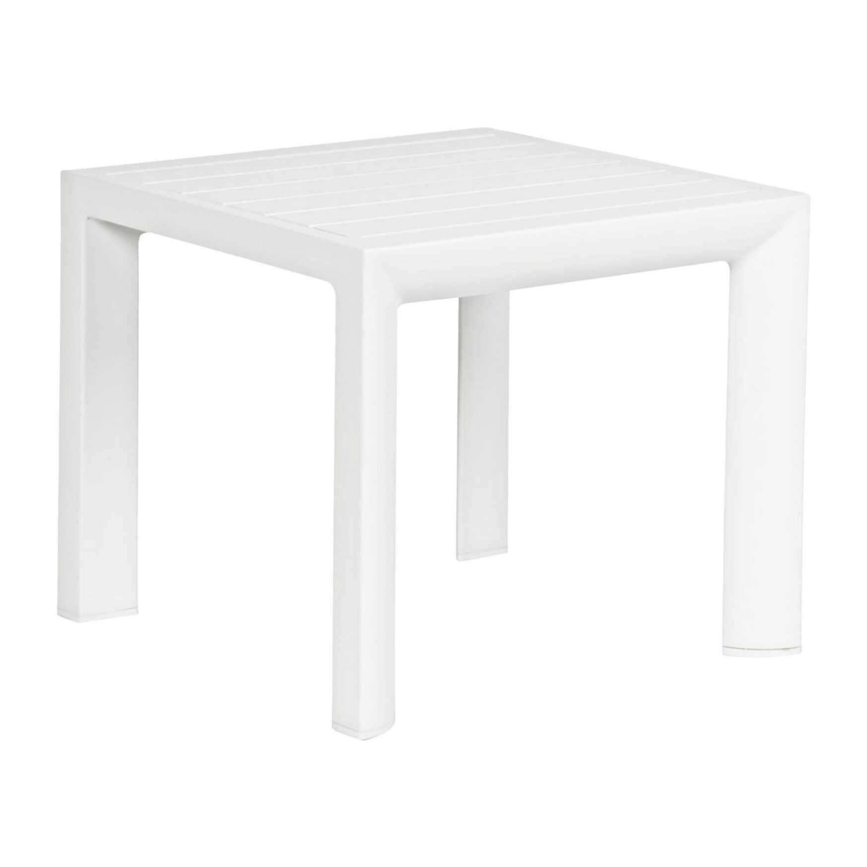 Set 2 tavolini da giardino ZARAGOZA in alluminio bianco verniciato a polvere, 40×40 cm