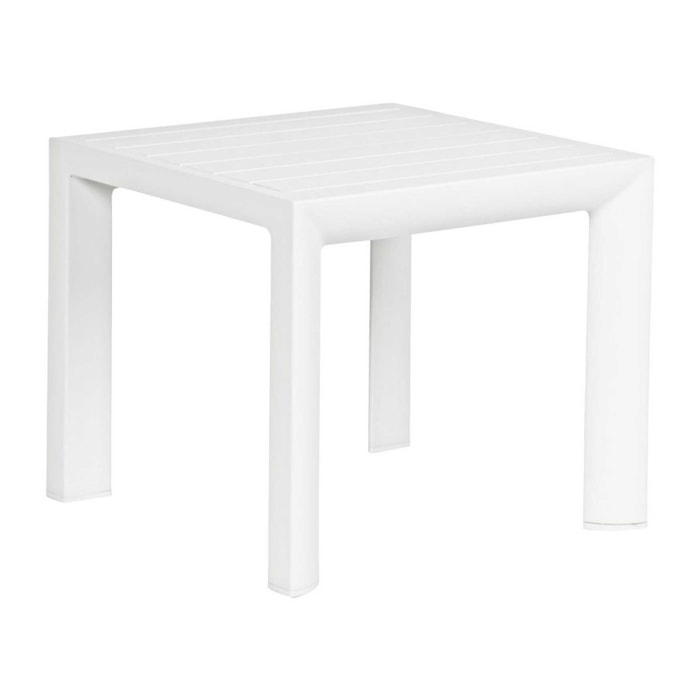 Set 2 tavolini da giardino ZARAGOZA in alluminio bianco verniciato a polvere, 40×40 cm