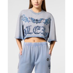 PHILIPP PLEIN Cropped T-Shirt Butterfly Tattoo