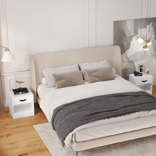 Pack de 2 Mesitas de Noche Mesillas de Noche Dormitorio Estrechas con Cajón y Compartimento Abierto para Salón 39x28x41 cm Blanco