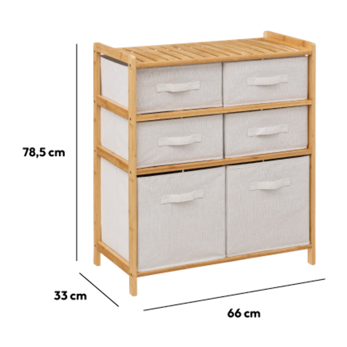 Meuble étagère avec 6 paniers "Tidy box" bambou