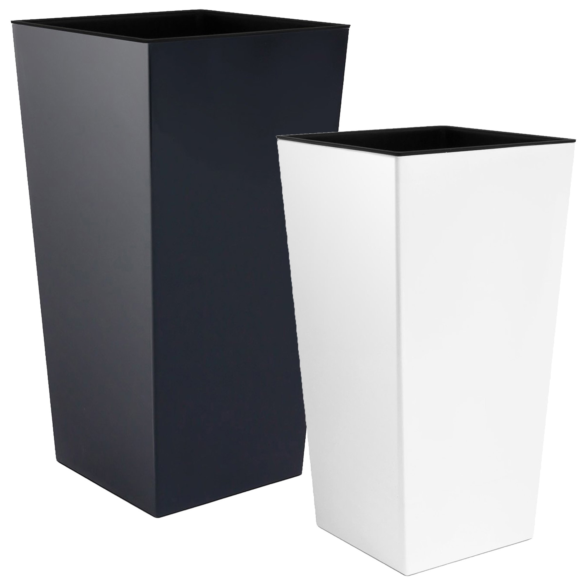 Juego macetas urbi: alta 49 litros color antracita y 26,6 litros color blanco