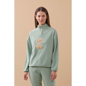Pigiama donna lily in paris in pile con collo tre bottoni Noidinotte