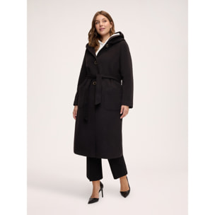 Fiorella Rubino - Cappotto lungo con cappuccio - Nero