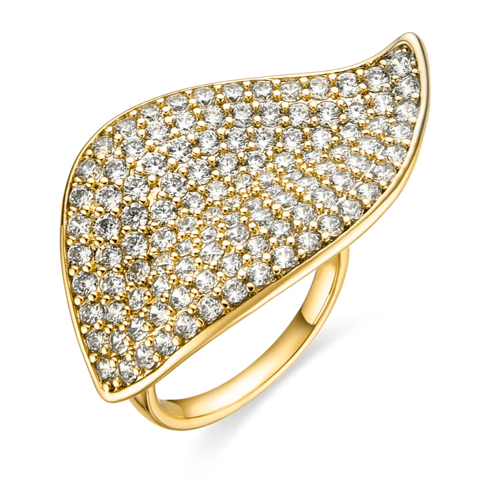 Anillo con Circonita Brillante acabado oro 18k