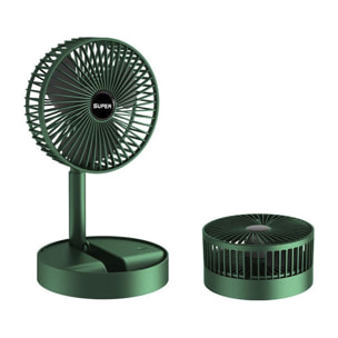 Ventilatore portatile pieghevole da 9W, con batteria ricaricabile e 3 velocità.