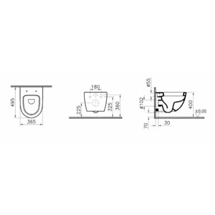 SENTO Cuvette compacte 49,5 cm avec fixations invisibles + abattant ultra-fin softclose (SentoCompact)