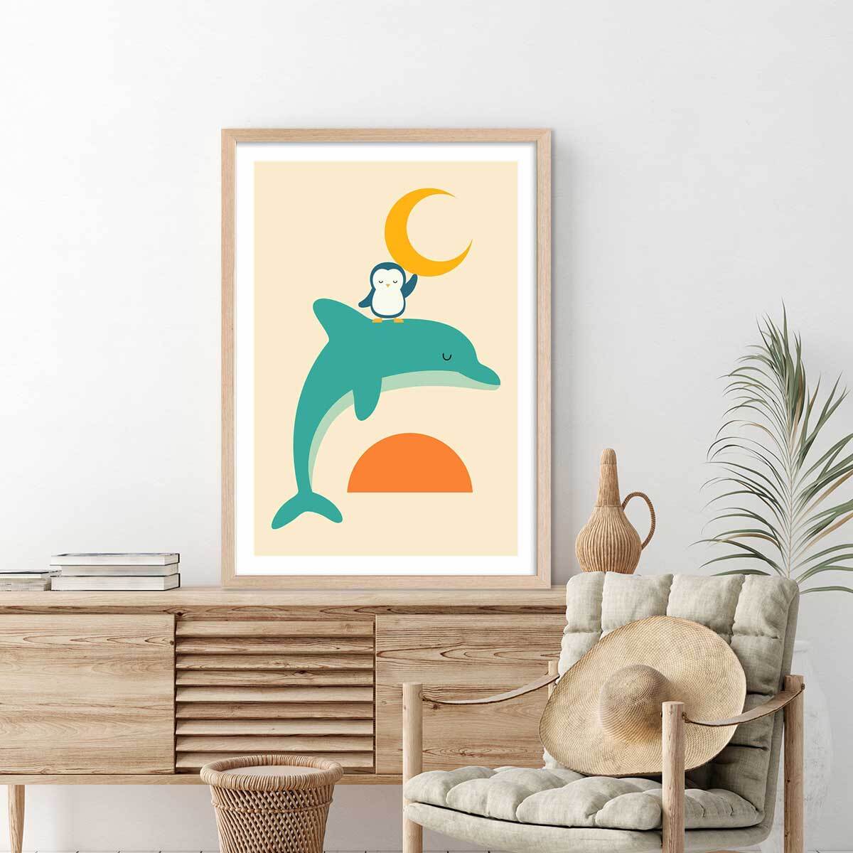 Affiche  date with the moon Affiche sous cadre bois