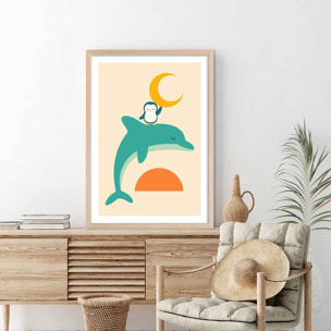 Affiche  date with the moon Affiche sous cadre bois