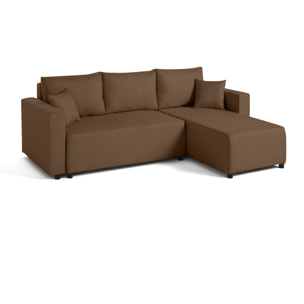 Regala - canapé d'angle réversible - 4 places - convertible avec coffre - en tissu - Marron