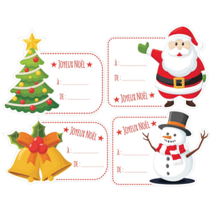 Sticker Noël 4 étiquettes pour cadeaux - Autocollants stickers adhésifs noël - décoration fêtes