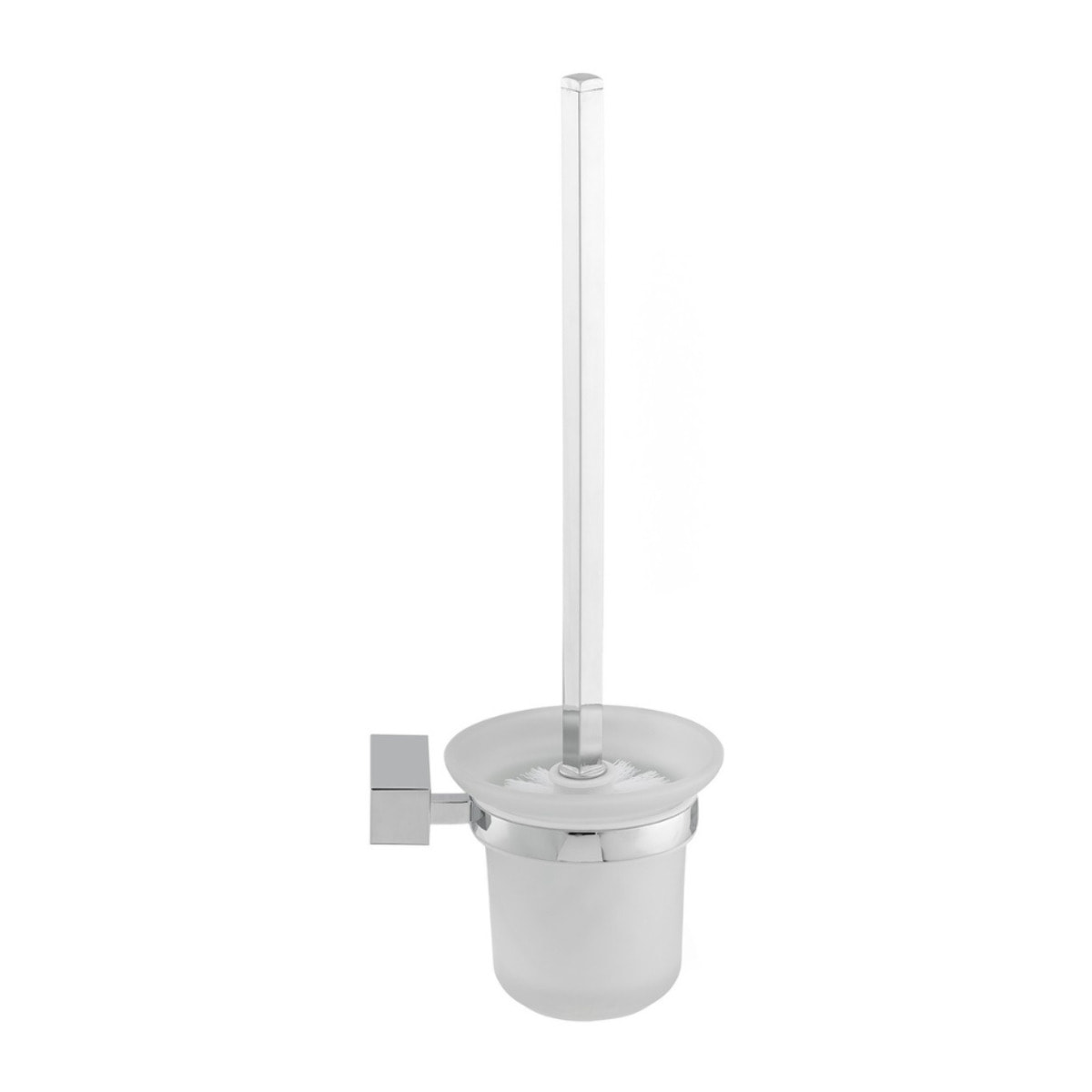 Multi brosse WC en verre dépoli, chrome (ELE37)