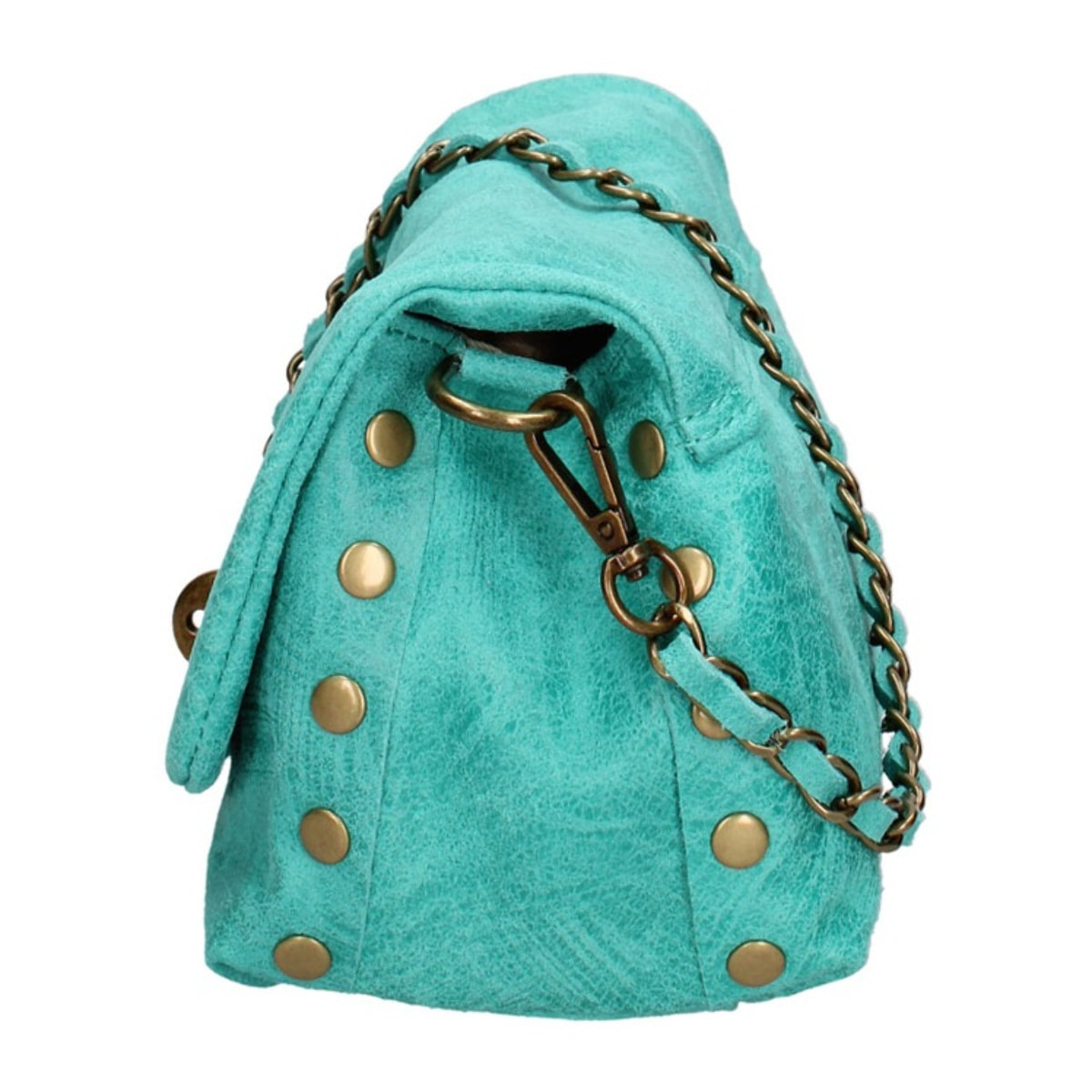 Borsa a tracolla da donna Made in Italy - Modello Floralia Lux - Pelle scamosciata - 25.0 x 15.0 x 11.0 cm