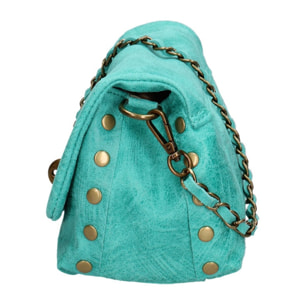 Borsa a tracolla da donna Made in Italy - Modello Floralia Lux - Pelle scamosciata - 25.0 x 15.0 x 11.0 cm