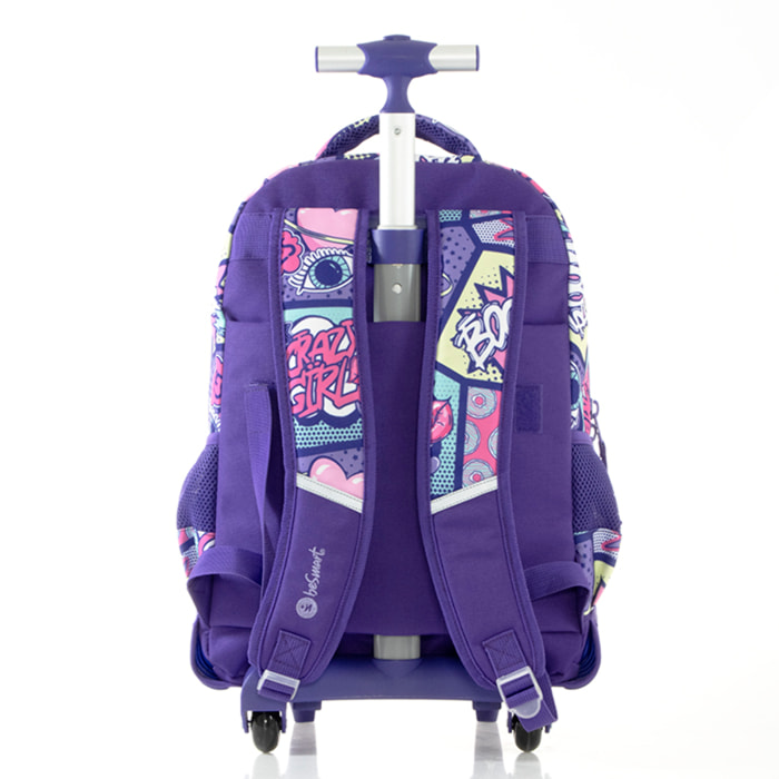 Zaino Trolley Premium "Boom Girl" - Trolley Incorporato - Resistente all'acqua - Misure: 45*33*20