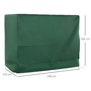 Funda Balancín Jardín Funda Columpio Jardín Exterior Cubierta de Columpio con Cordones Ajustables Impermeable Anti-UV 240x133x185 cm Verde