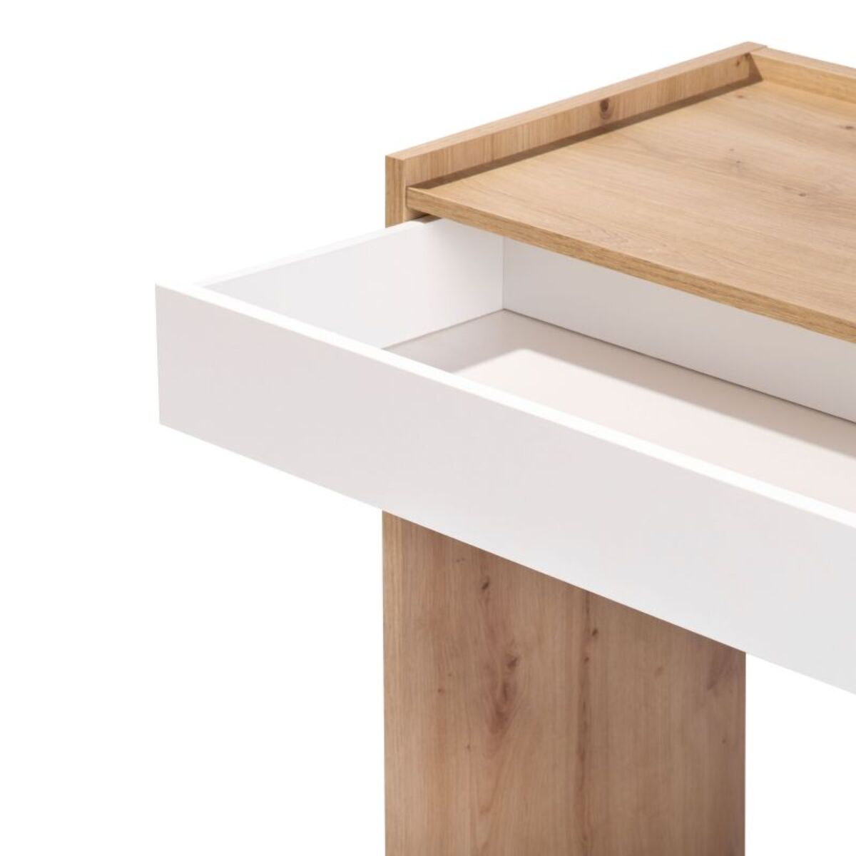 Mesa de escritorio Noa Blanco Artik (Blanco Mate) - Roble Nodi