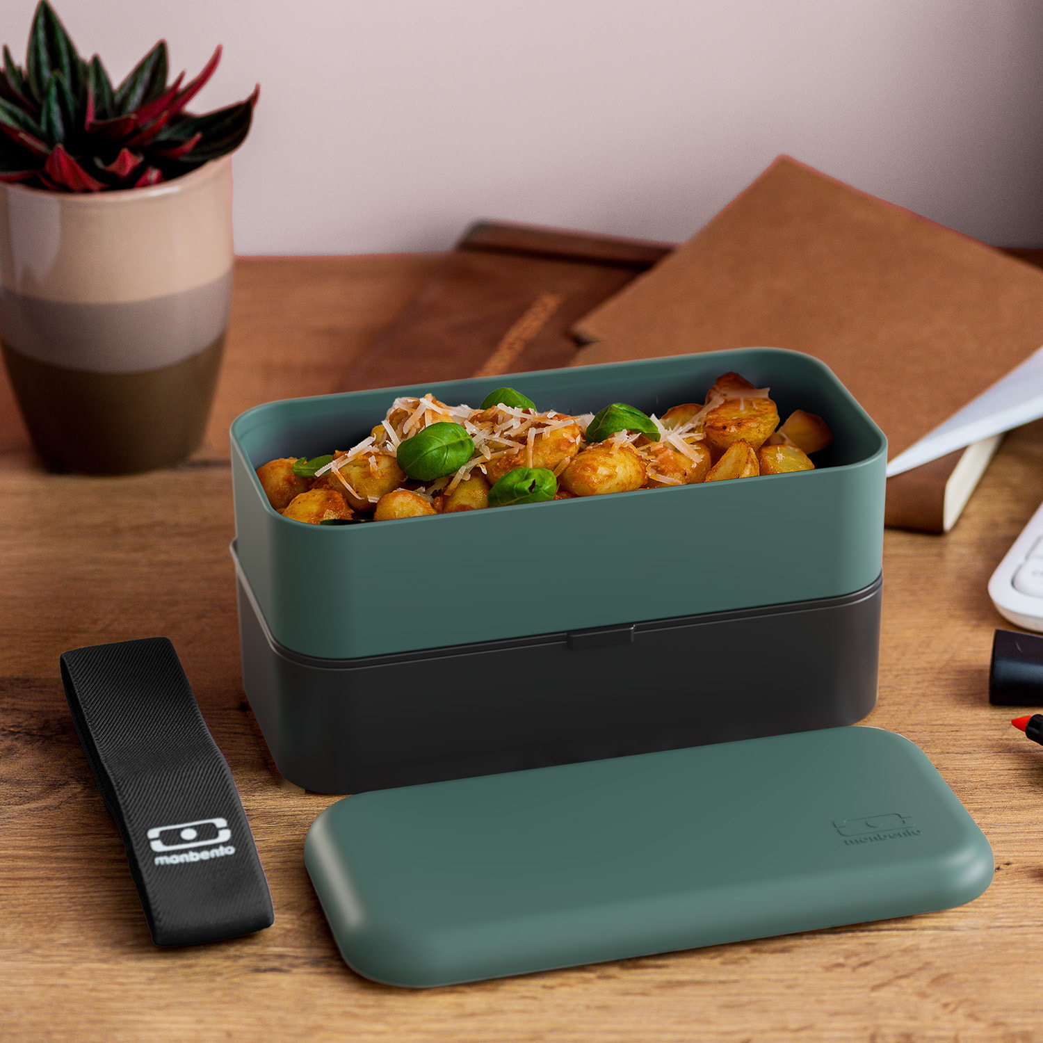 Lunch box 2 compartiments Original 1L Made in France Vert/Noir