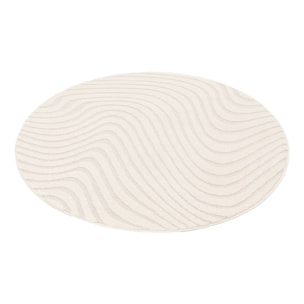 Tapis rond intérieur motifs ondulations en relief créme CHUCK