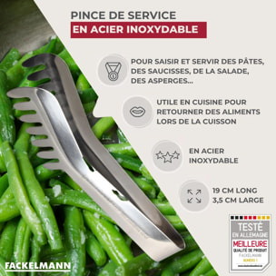 Ensemble de 2 Pinces à spaghettis, de cuisine en Acier inoxydable 19 cm Fackelmann