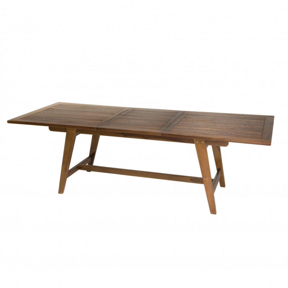 HANNA - Table de jardin 8/10 personnes - rectangulaire scandi extensible 180/240x100cm en bois teck huilé