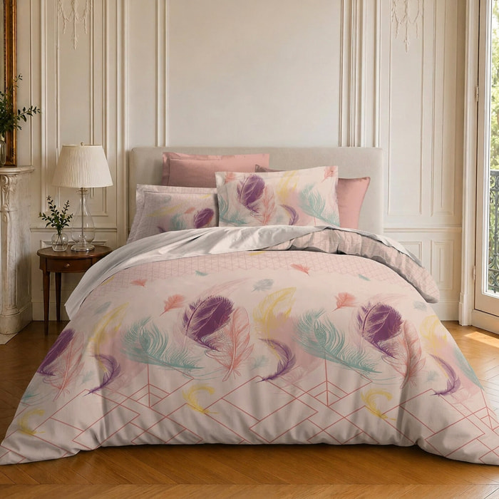 Parure housse de couette 100% coton motif tropical - PALOMA