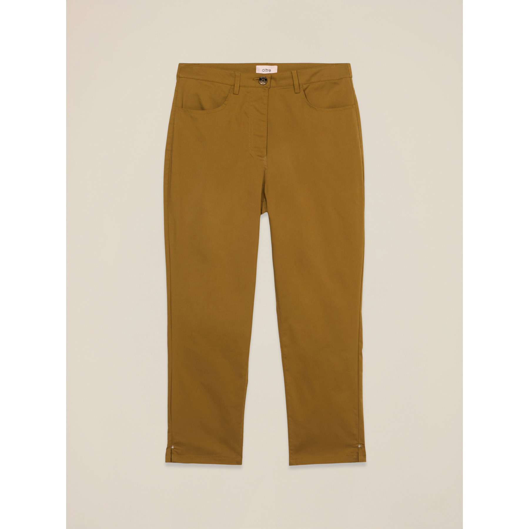 Oltre - Pantalones cropped de mezcla de algodón - Verde militare