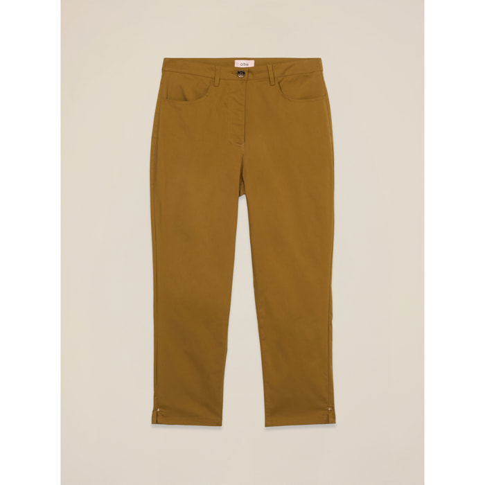 Oltre - Pantalones cropped de mezcla de algodón - Verde militare