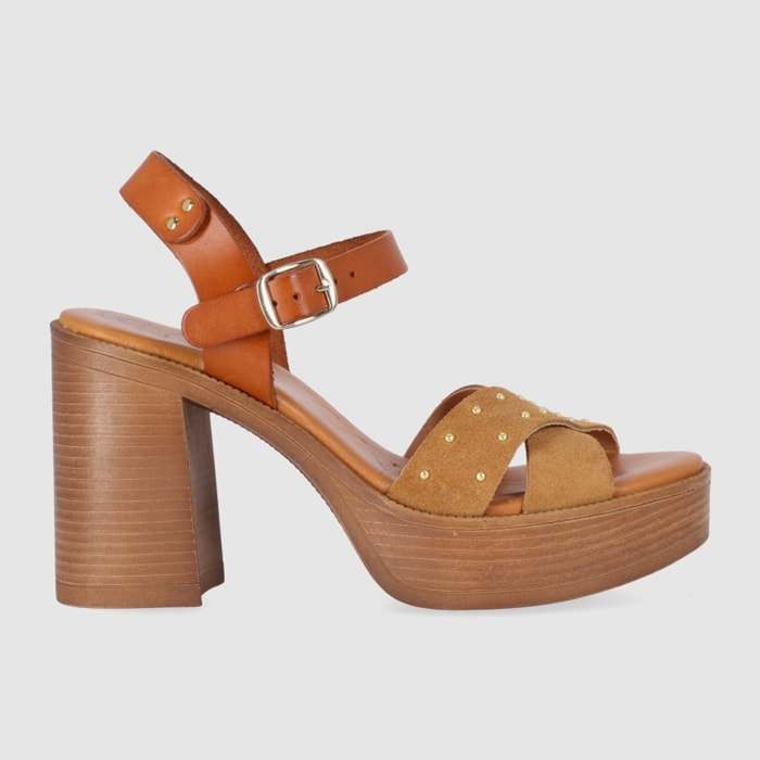 Sandalias de Serraje - Cuero - Tacón: 9 cm