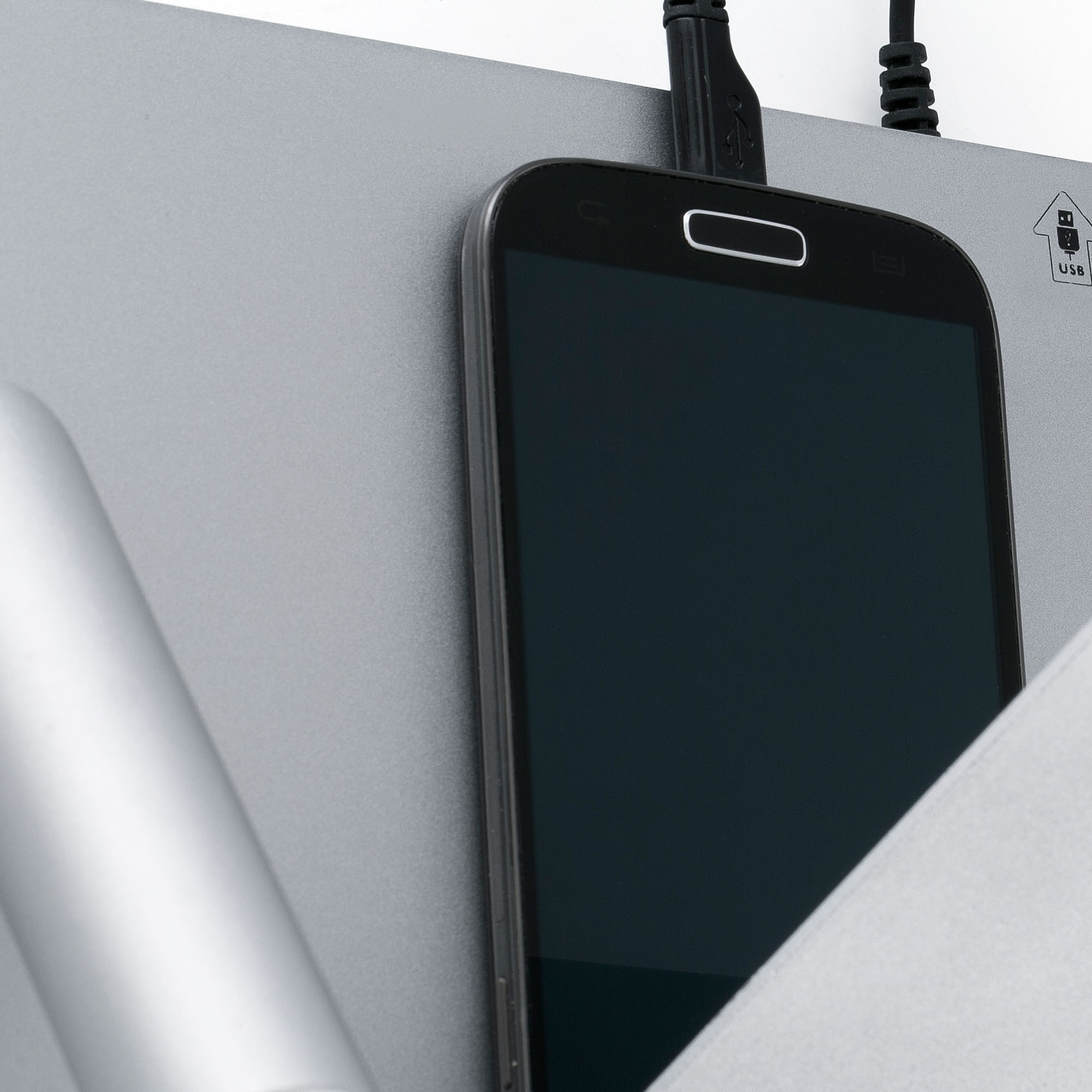 SUAU USB Lampe applique grise avec lecteur droite