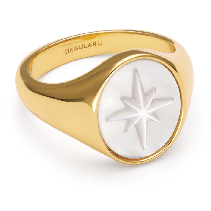 Anello Rosa dei Venti in Madreperla Placcato Oro