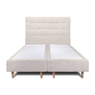 Lit avec tête de lit capitonnée tissu et sommier tapissier Ep20
