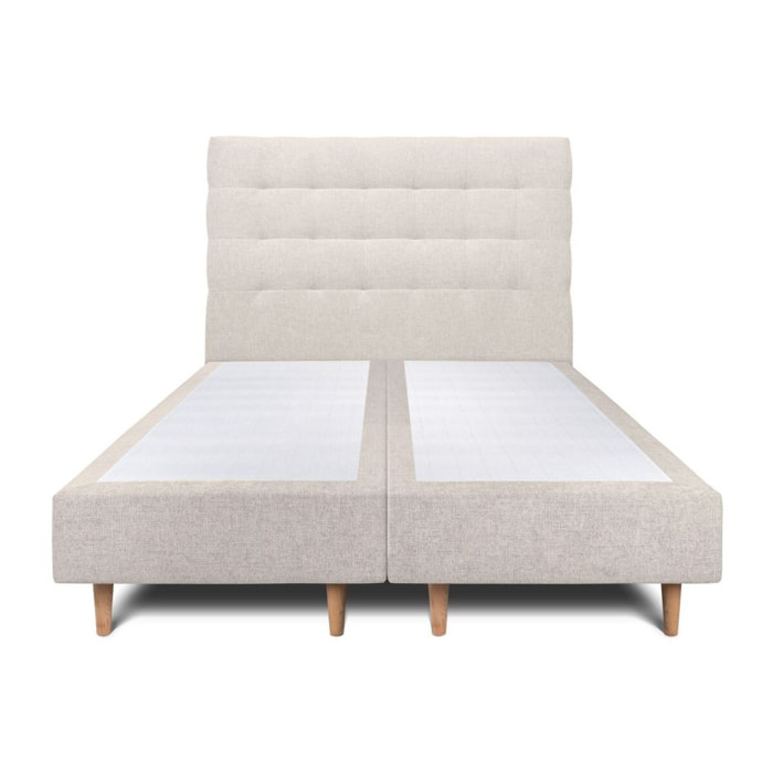 Lit avec tête de lit capitonnée tissu et sommier tapissier Ep20