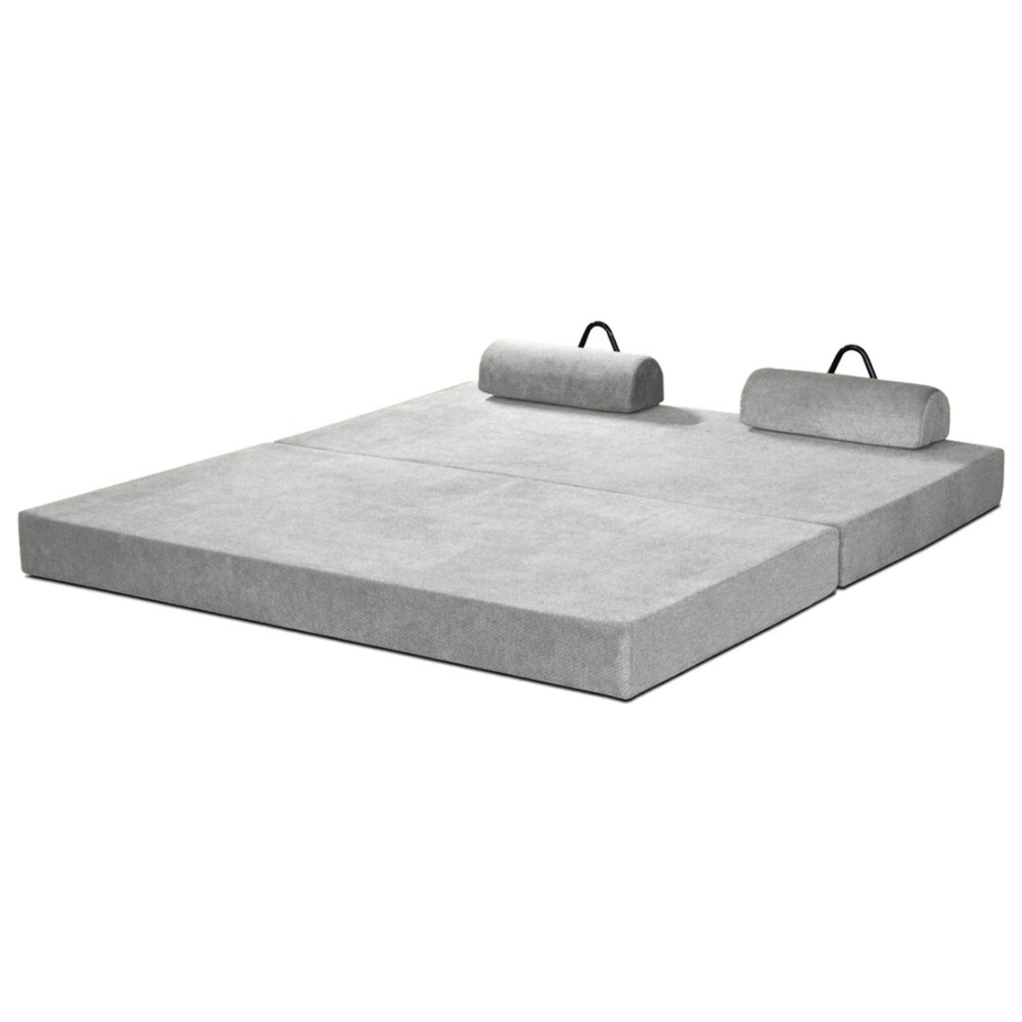Astral - Canapé 3 places convertible en velours texturé - Gris clair