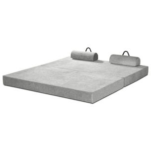 Astral - Canapé 3 places convertible en velours texturé - Gris clair