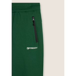Pantaloni a carota in interlock con zip laterali
