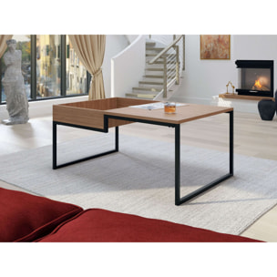 Tim - table basse - effet bois et métal noir - 105 cm - style industriel - Bois