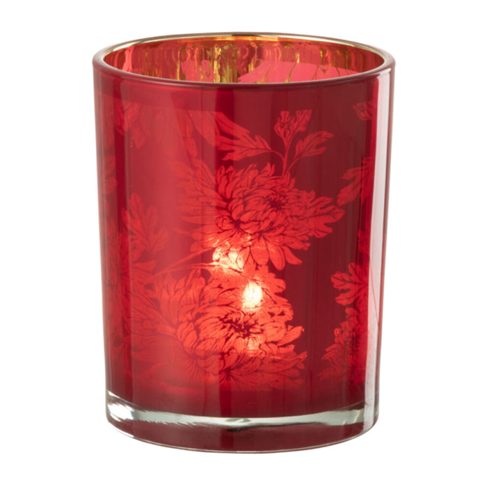 J-Line Photophore Fleurs Verre Rouge Medium