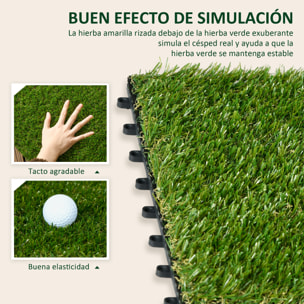 Césped Artificial de 10 Piezas Alfombra Césped Artificial 30x30 cm con Altura de Hierba 20 mm Anti-UV Césped Sintético para Jardín Patio Balcón Verde Oscuro